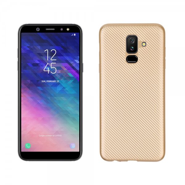 Samsung Galaxy A6 Plus 2018 Kuori Hiilikuitu Design Kulta