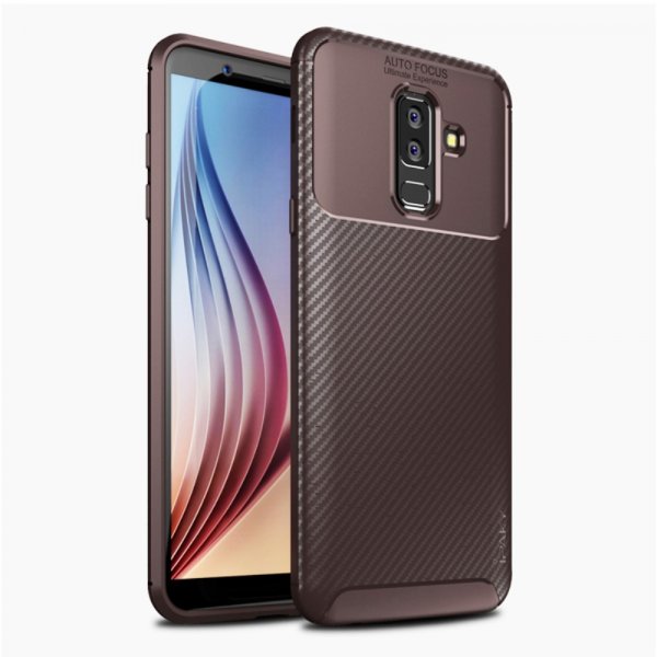 Samsung Galaxy A6 Plus 2018 Kuori Hiilikuiturakenne Ruskea