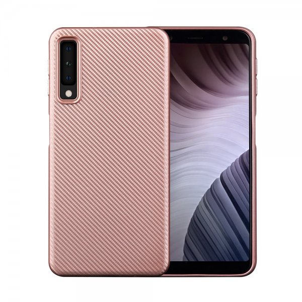 Samsung Galaxy A7 2018 Suojakuori TPU-materiaali-materiaali Hiilikuitu Design RoseKeltainend