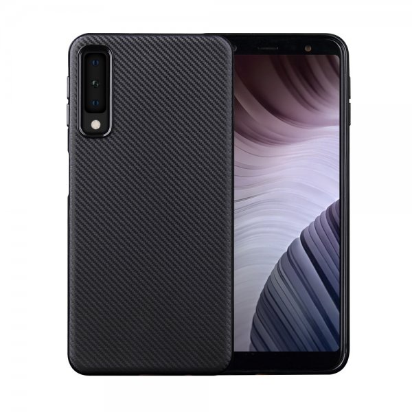 Samsung Galaxy A7 2018 Suojakuori TPU-materiaali-materiaali Hiilikuitu Design Musta