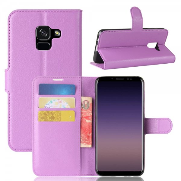 Samsung Galaxy A8 2018 Kotelo PU-nahka Litchi Violetti
