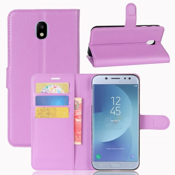 Samsung Galaxy J3 2017 Kotelo Litchi PU-nahka Violetti