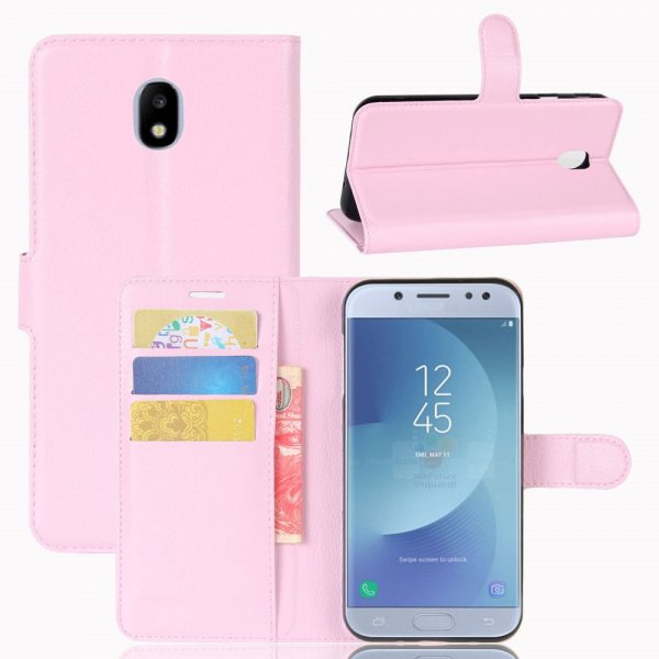Samsung Galaxy J3 2017 Suojakotelo Litchi PU-nahka Vaaleanpunainen