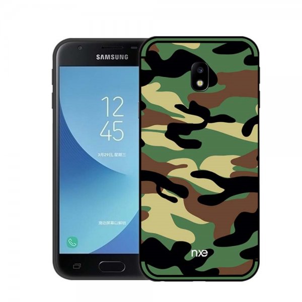 Samsung Galaxy J3 2017 Suojakuori med Stativ Camouflage Kovamuovi TPU-materiaali-materiaali Vihreä