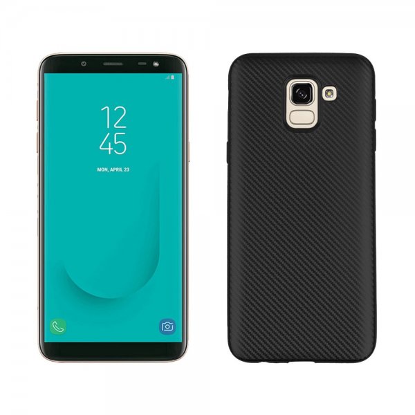 Samsung Galaxy J6 2018 MobilSuojakuori TPU-materiaali-materiaali Hiilikuitulook Musta