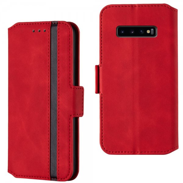 Samsung Galaxy S10 Kotelo Musta Stripe Punainen