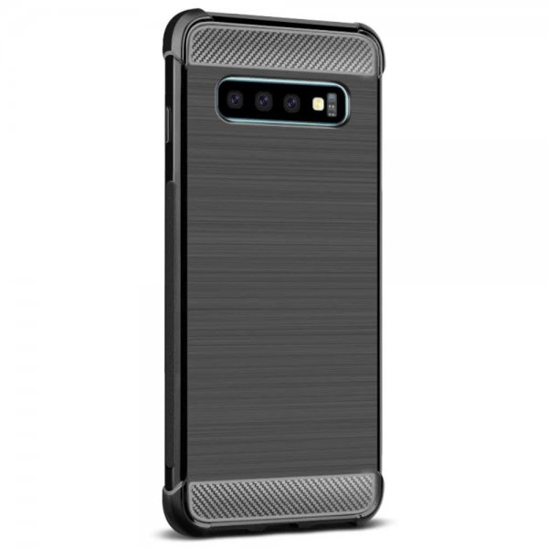 Samsung Galaxy S10 Plus Kuori Harjattu Hiilikuiturakenne Musta