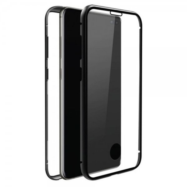 Samsung Galaxy S10 Kuori 360° Real Glass Case Musta Läpinäkyvä