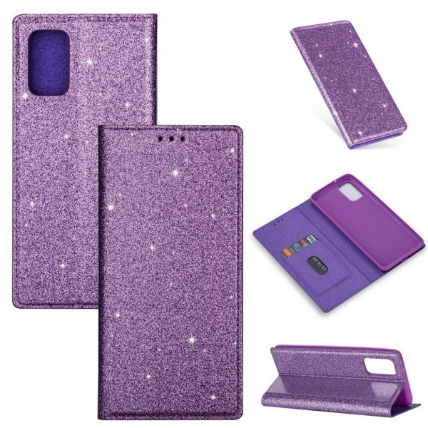 Samsung Galaxy S20 Kotelo Kimallus Violetti