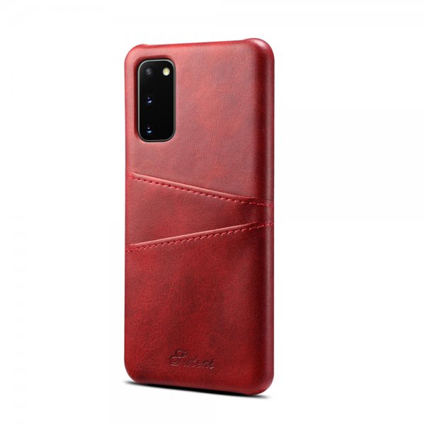 Samsung Galaxy S20 Kuori Kaksi Korttitaskua Punainen