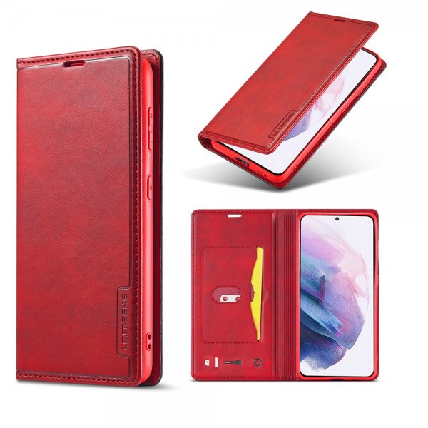 Samsung Galaxy S21 Plus Kotelo Korttitasku Ulkopuoli Punainen