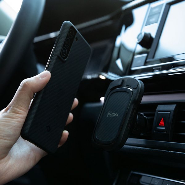 Samsung Galaxy S21 Plus Kuori MagEZ Case Musta/Harmaa Twill