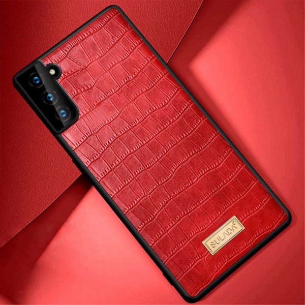 Samsung Galaxy S21 Kuori Krokotiilikuvio Punainen