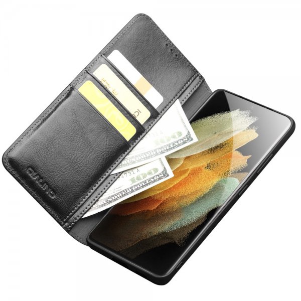 Samsung Galaxy S21 Ultra Kotelo Aito Nahka Musta