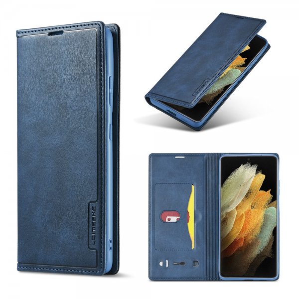 Samsung Galaxy S21 Ultra Kotelo Korttitasku Ulkopuoli Sininen