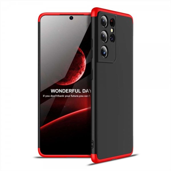 Samsung Galaxy S21 Ultra Kuori Kolmiosainen Punainen Musta