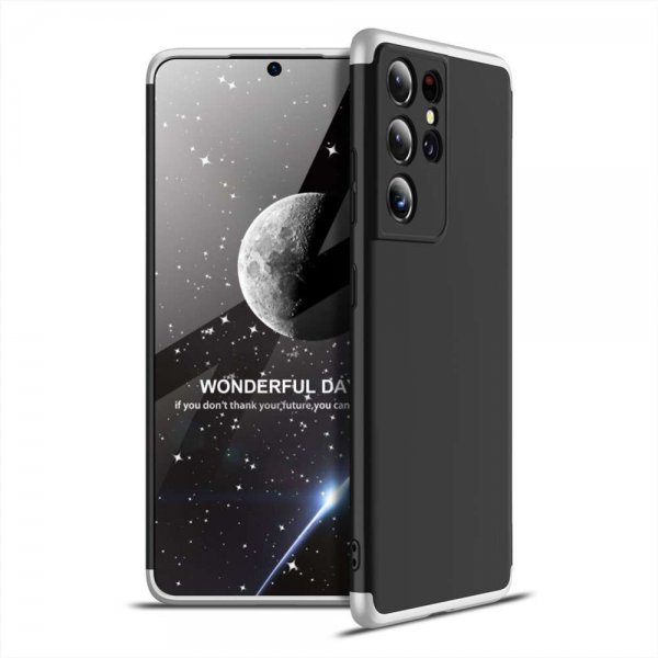 Samsung Galaxy S21 Ultra Kuori Kolmiosainen Hopea Musta