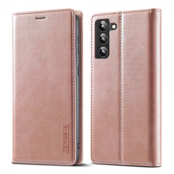 Samsung Galaxy S22 Kotelo Korttitaskulla Flip Vaaleanpunainen
