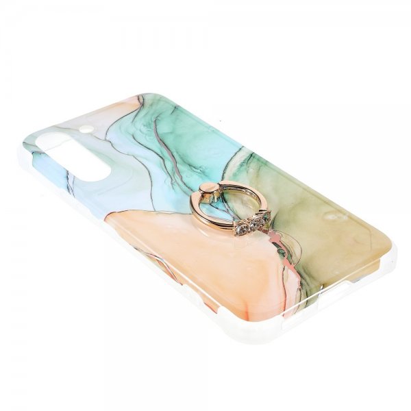 Samsung Galaxy S22 Plus Kuori Rengas Marmorikuvio Vihreä Keltainen