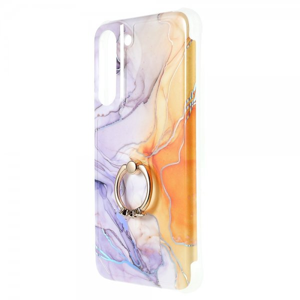 Samsung Galaxy S22 Plus Kuori Rengas Marmorikuvio Violetti Keltainen