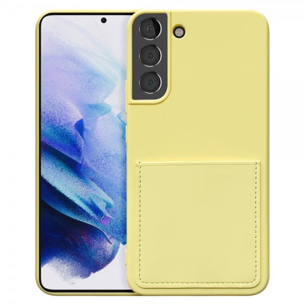 Samsung Galaxy S22 Plus Kuori Silikoni Korttitasku Keltainen