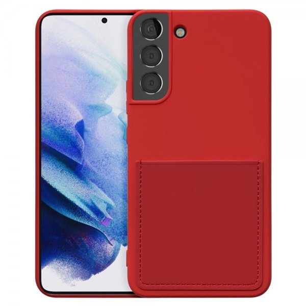 Samsung Galaxy S22 Plus Kuori Silikoni Korttitasku Punainen