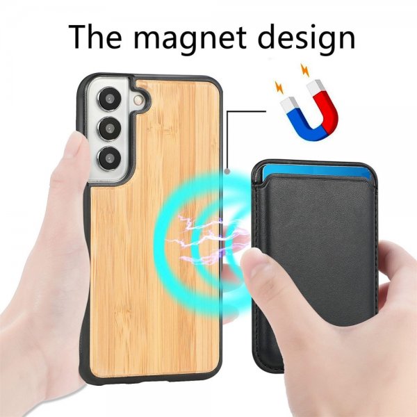Samsung Galaxy S22 Plus Kuori Puu Irrotettava Korttipidike Bamboo