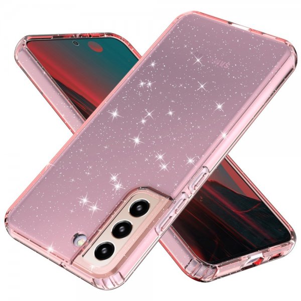 Samsung Galaxy S22 Kuori Glitter Läpinäkyvä Vaaleanpunainen