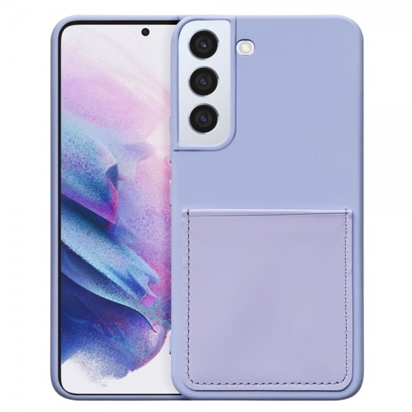 Samsung Galaxy S22 Kuori Silikoni Korttitasku Violetti
