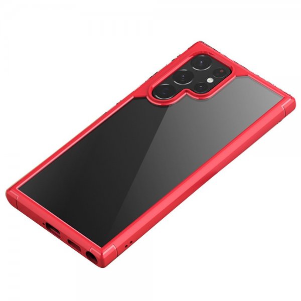 Samsung Galaxy S22 Ultra Kuori Läpinäkyvä takaosa Punainen