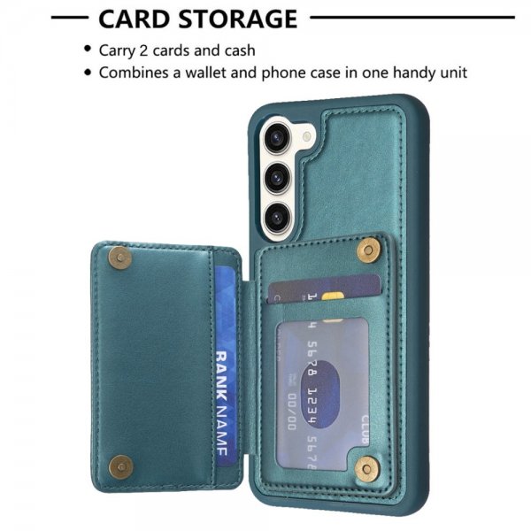 Samsung Galaxy S23 Plus Kuori Korttipidike Neljäkäskuvio Vihreä