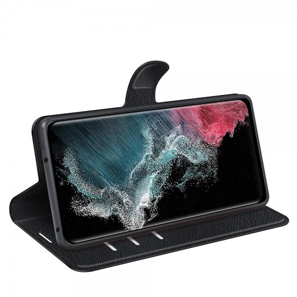 Samsung Galaxy S23 Ultra Kotelo Litchi Raven Black