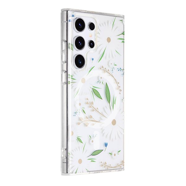 Samsung Galaxy S23 Ultra Kuori Kukkakuvio MagSafe Valkoinen