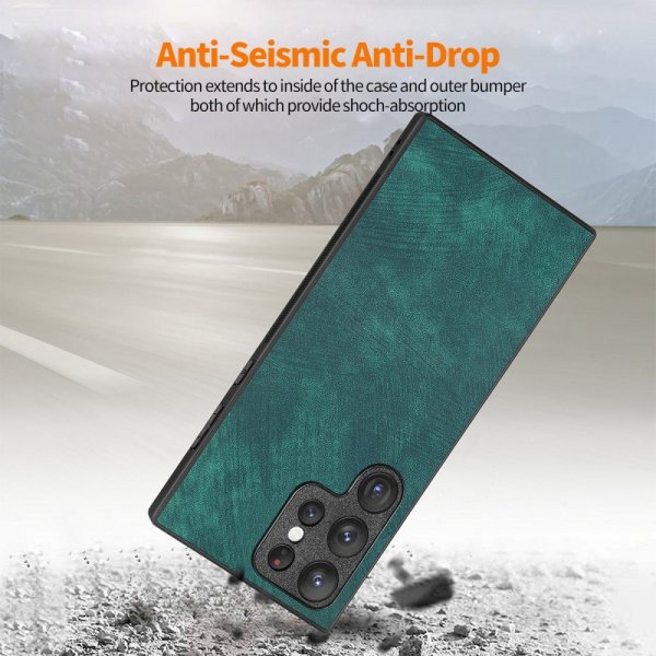 Samsung Galaxy S23 Ultra Kuori Näytönsuojalla Nahkarakenne Violetti