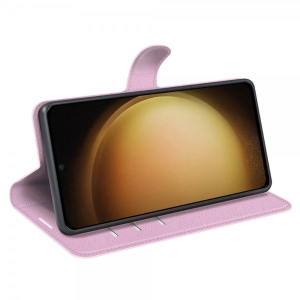 Samsung Galaxy S24 Plus Kotelo Litchi Vaaleanpunainen
