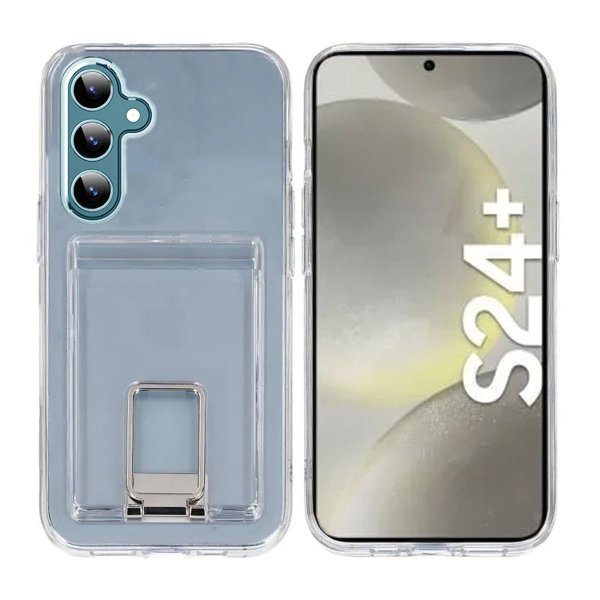 Samsung Galaxy S24 Plus Kuori with Stand Card Holder Läpinäkyvä