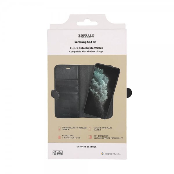 Samsung Galaxy S24 Kotelo 2-in-1 Detachable Wallet Musta