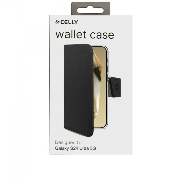 Samsung Galaxy S24 Ultra Kotelo Wally Wallet Case Musta