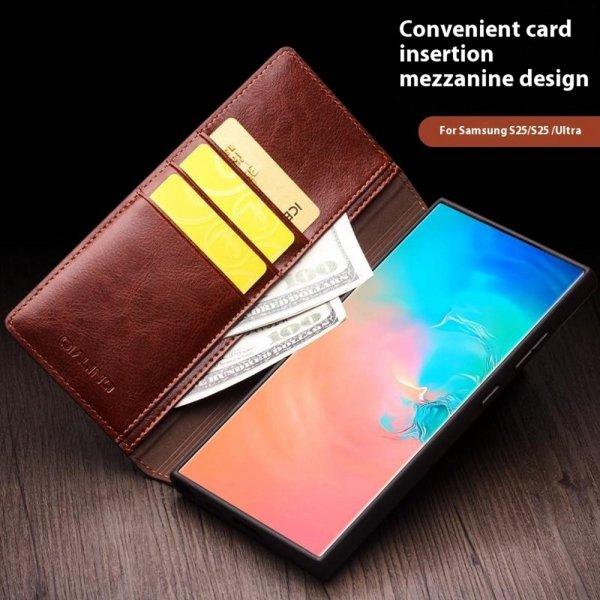 Samsung Galaxy S25 Plus Kotelo Aito Nahka Ruskea