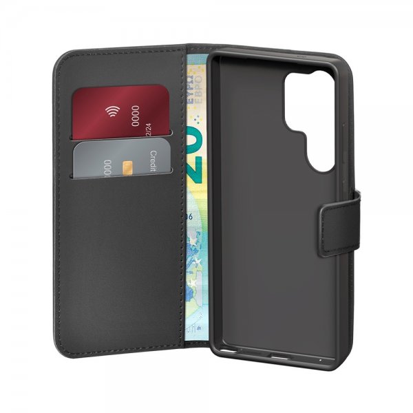 Samsung Galaxy S25 Ultra Kotelo Wallet Stand Musta