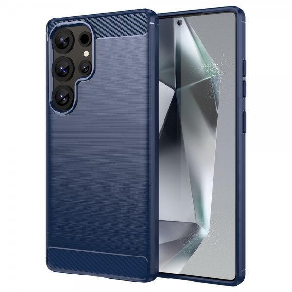 Samsung Galaxy S25 Ultra Kuori Harjattu Hiilikuiturakenne Sininen