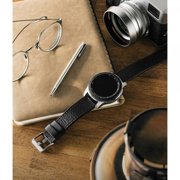 Samsung Galaxy Watch 20mm Ranneke Leather One Classic Band Musta
