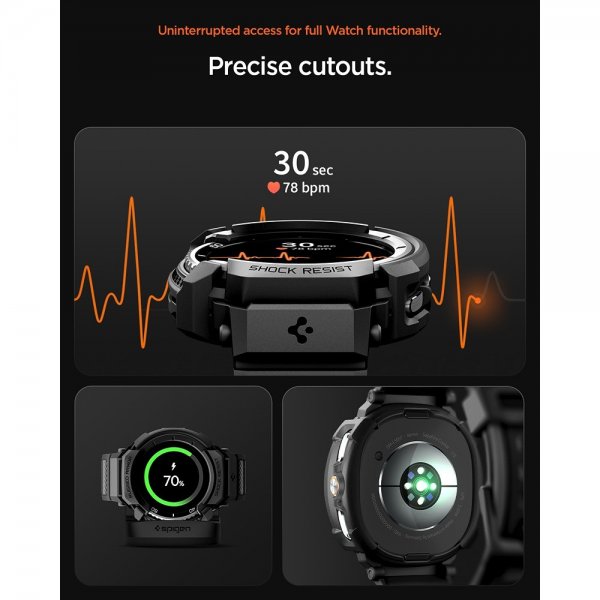 Samsung Galaxy Watch 8 Classic 46mm Ranneke ja kotelo Rugged Armour Pro Matte Black