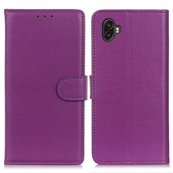 Samsung Galaxy Xcover 6 Pro Kotelo Litchi Violetti