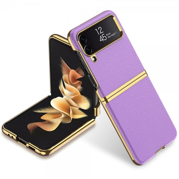 Samsung Galaxy Z Flip 4 Kuori Litchikuvio Pinnoitettu reuna Violetti