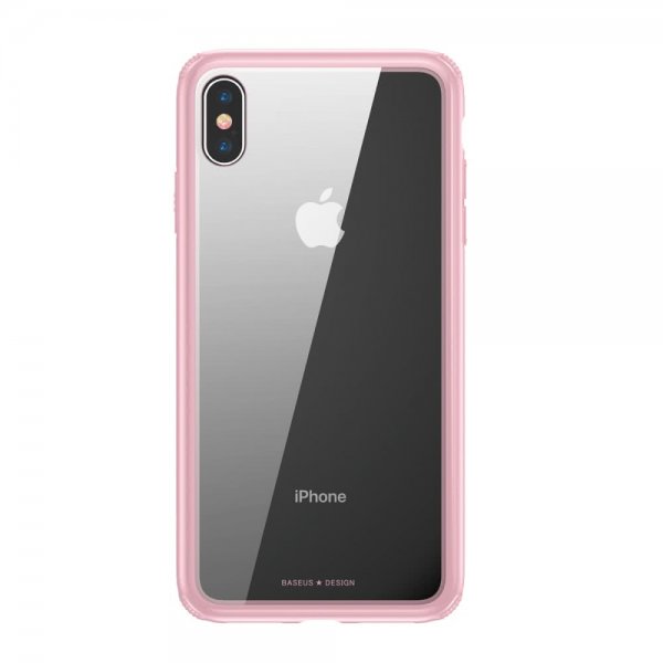 See-through Suojakuori till iPhone Xs Lasi TPU-materiaali-materiaali Vaaleanpunainen