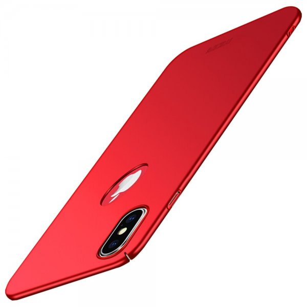 Shield till iPhone Xs Max Skal med Logoöppning Extra Tunt Hårdplast Röd