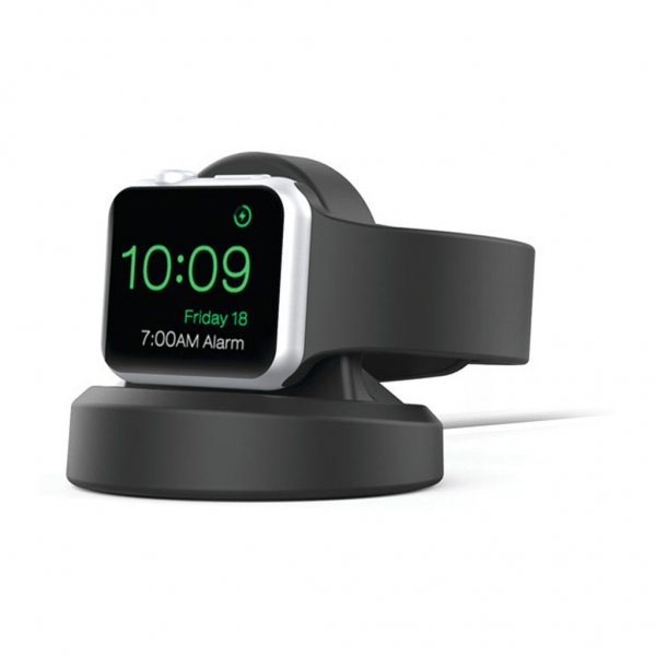 Apple Watch Silicon Stand kanssa MFI latauskaapeli Musta