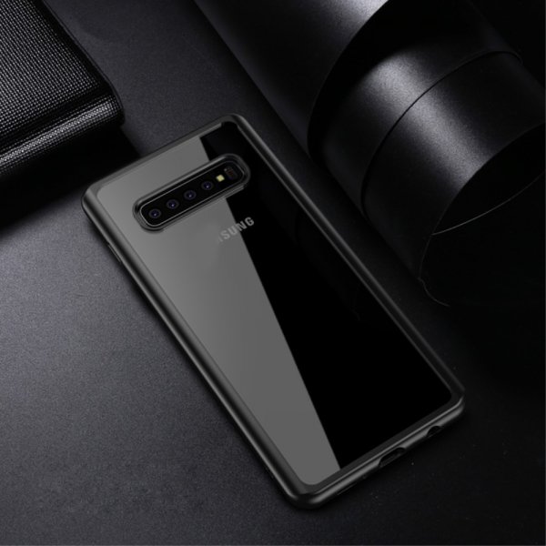 Suojakuori till Samsung Galaxy S10 Plus TPU-materiaali-materiaali Kovamuovi Kirkas Musta