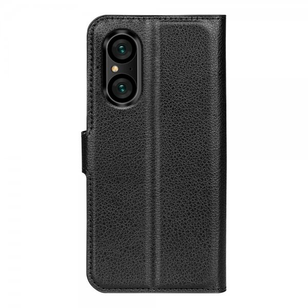 Sony Xperia 5 V Kotelo Litchi Musta